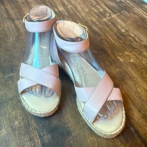 SOLE SOCIETY Leather Blush Ankle Strap Espadrille Sandals Shoes! Size 7
